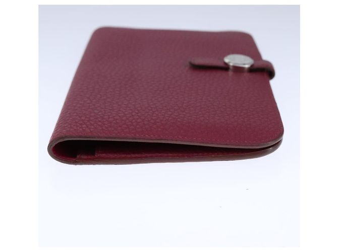 Hermès HERMES Cartera Dogon GM Cuero Rojo Plata Auth kk428 Roja - vista 4