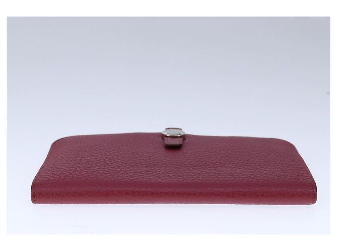 Hermès HERMES Cartera Dogon GM Cuero Rojo Plata Auth kk428 Roja - vista 6