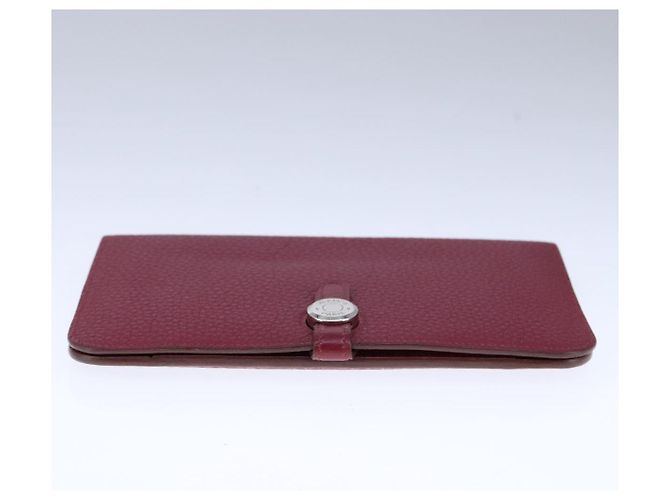 Hermès HERMES Cartera Dogon GM Cuero Rojo Plata Auth kk428 Roja - vista 7