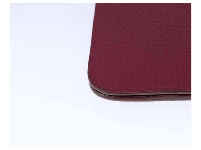Hermès HERMES Cartera Dogon GM Cuero Rojo Plata Auth kk428 Roja - vista 8