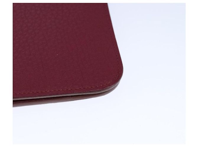 Hermès HERMES Cartera Dogon GM Cuero Rojo Plata Auth kk428 Roja - vista 9