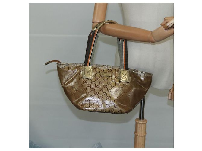Borsa a mano GUCCI GG Crystal Sherry Line Grigio Oro Marrone Auth mr876 D'oro - vista 22