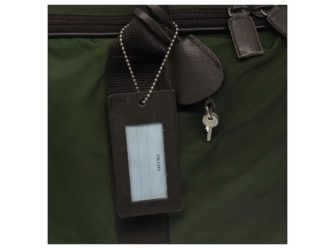 PRADA Borsa Boston Nylon 2way Khaki Argento Auth mr830 Cachi - vista 15