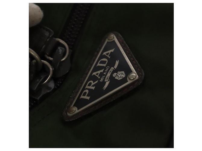 PRADA Borsa Boston Nylon 2way Khaki Argento Auth mr830 Cachi - vista 16