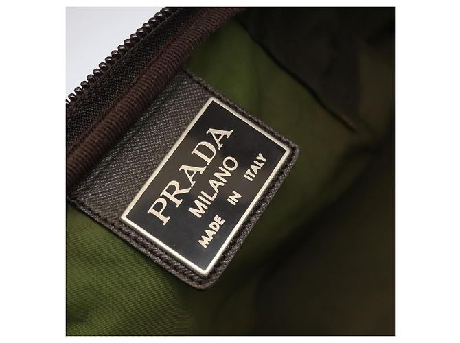 PRADA Borsa Boston Nylon 2way Khaki Argento Auth mr830 Cachi - vista 18