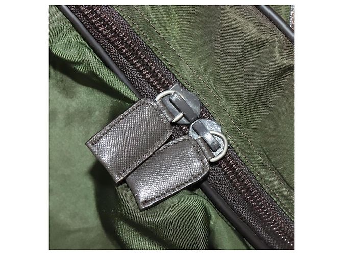 PRADA Borsa Boston Nylon 2way Khaki Argento Auth mr830 Cachi - vista 26