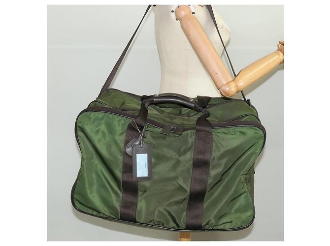 PRADA Borsa Boston Nylon 2way Khaki Argento Auth mr830 Cachi - vista 31