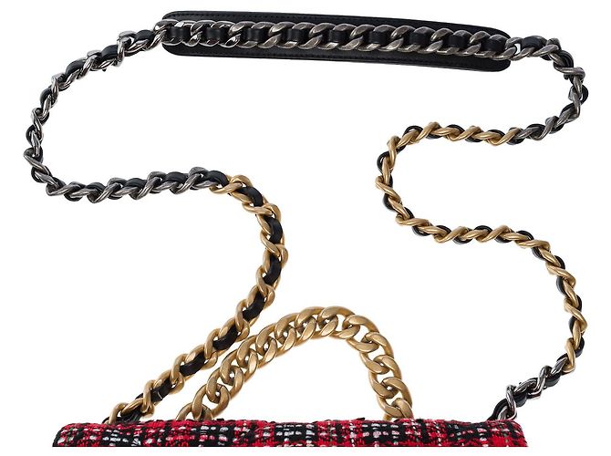 Borsa CHANEL Chanel 19 in Tweed Rosso - 102361 - vista 10