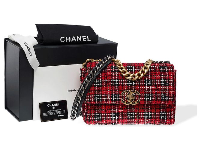 Borsa CHANEL Chanel 19 in Tweed Rosso - 102361 - vista 2