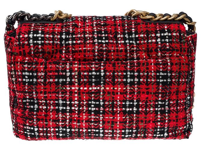 Borsa CHANEL Chanel 19 in Tweed Rosso - 102361 - vista 4