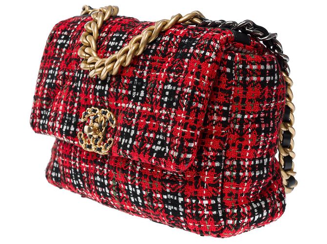 Borsa CHANEL Chanel 19 in Tweed Rosso - 102361 - vista 5
