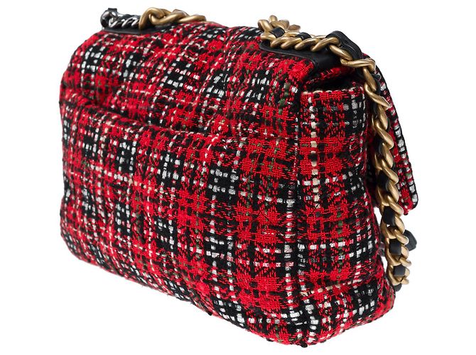 Borsa CHANEL Chanel 19 in Tweed Rosso - 102361 - vista 6