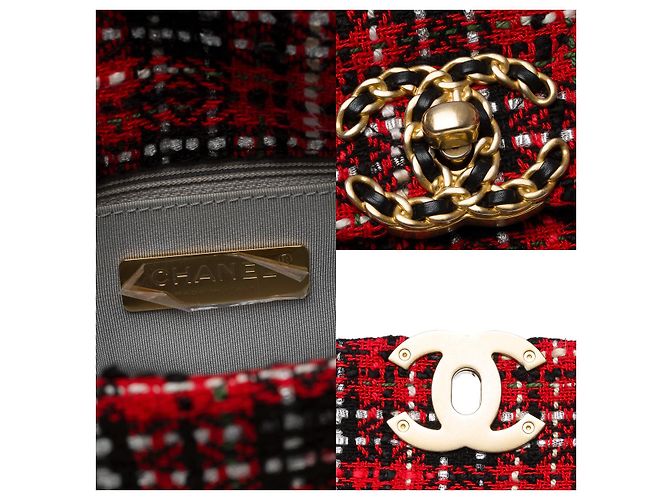 Borsa CHANEL Chanel 19 in Tweed Rosso - 102361 - vista 7