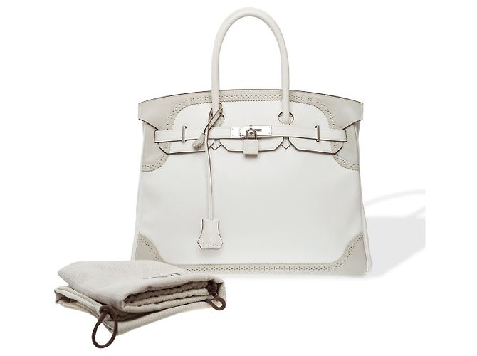 Hermès Sac HERMES Birkin 35 en Cuir Blanc - 102371 - vue 2