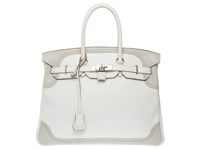 Hermès Sac HERMES Birkin 35 en Cuir Blanc - 102371 - vue 3
