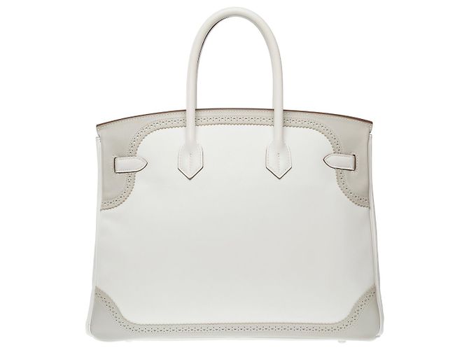 Hermès Sac HERMES Birkin 35 en Cuir Blanc - 102371 - vue 4