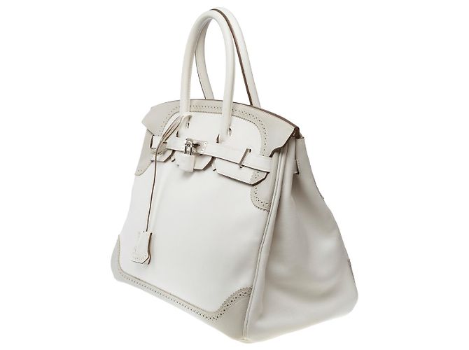 Hermès Sac HERMES Birkin 35 en Cuir Blanc - 102371 - vue 5