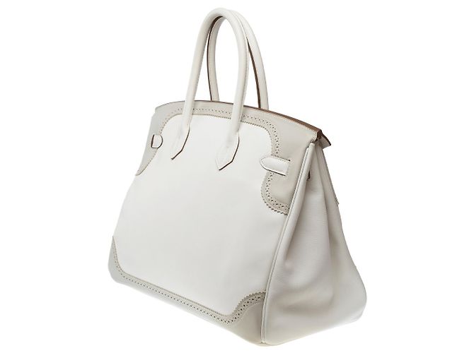 Hermès Sac HERMES Birkin 35 en Cuir Blanc - 102371 - vue 6