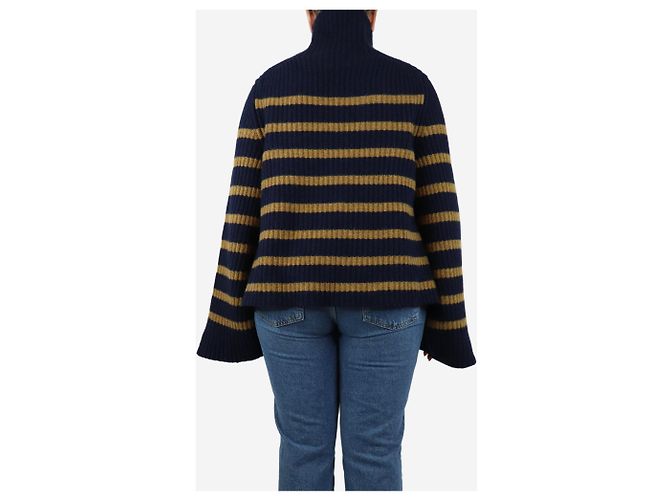 Khaite Suéter de cashmere listrado azul escuro e bege - tamanho M - vista 2