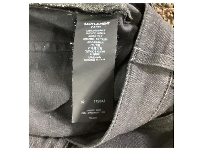 Jeans slim-fit Saint Laurent in denim di cotone nero - vista 3