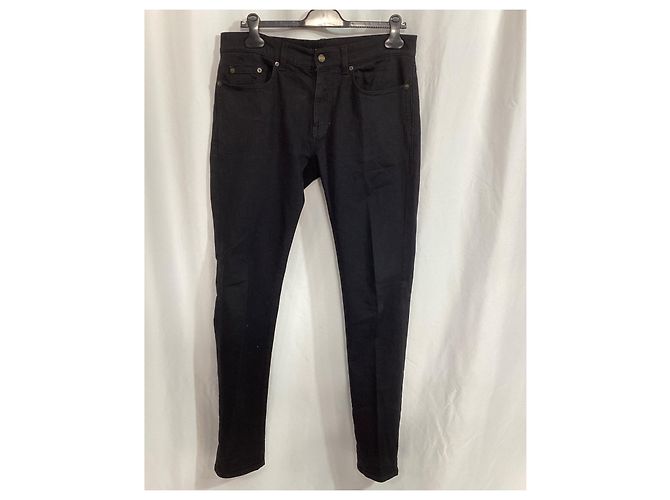 Jeans slim-fit Saint Laurent in denim di cotone nero - vista 4