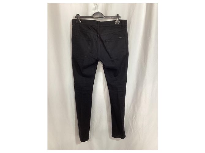 Jeans slim-fit Saint Laurent in denim di cotone nero - vista 5