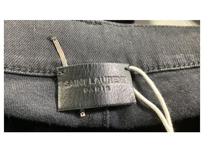 Jeans slim-fit Saint Laurent in denim di cotone nero - vista 6