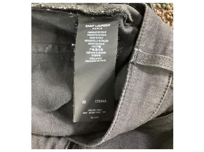 Jeans slim-fit Saint Laurent in denim di cotone nero - vista 8