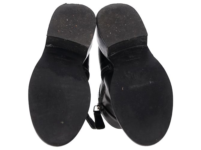 Timeless Stivaletti Logo CC Chanel in Pelle Nera Nero - vista 3