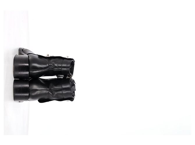Timeless Stivaletti Logo CC Chanel in Pelle Nera Nero - vista 8