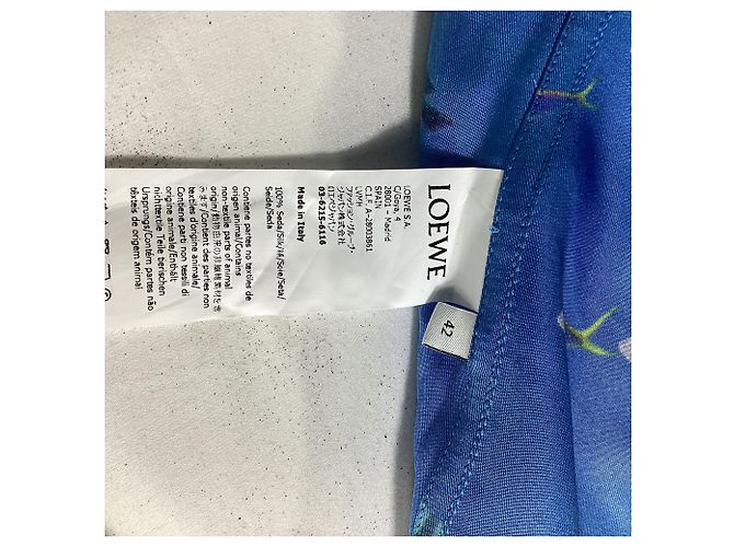Camicia a colletto convertibile stampata Loewe in seta blu - vista 4