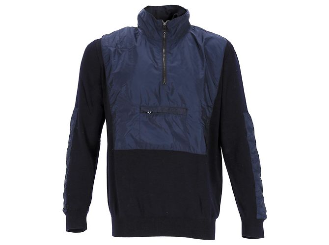 Prada Windbreaker aus marineblauer Wolle und Nylon - Ansicht 3