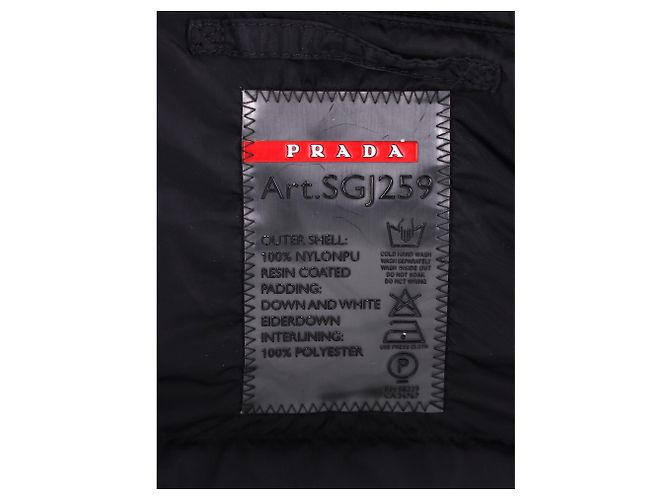 Jaqueta acolchoada com capuz em down Prada Sport em nylon preto - vista 9