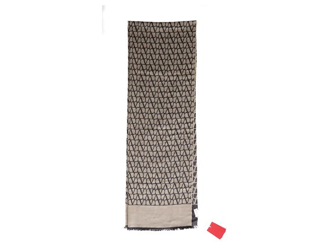 Écharpe Toile Iconographe Valentino Garavani en laine beige - vue 2