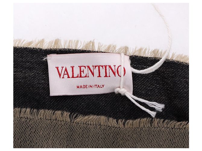 Écharpe Toile Iconographe Valentino Garavani en laine beige - vue 3