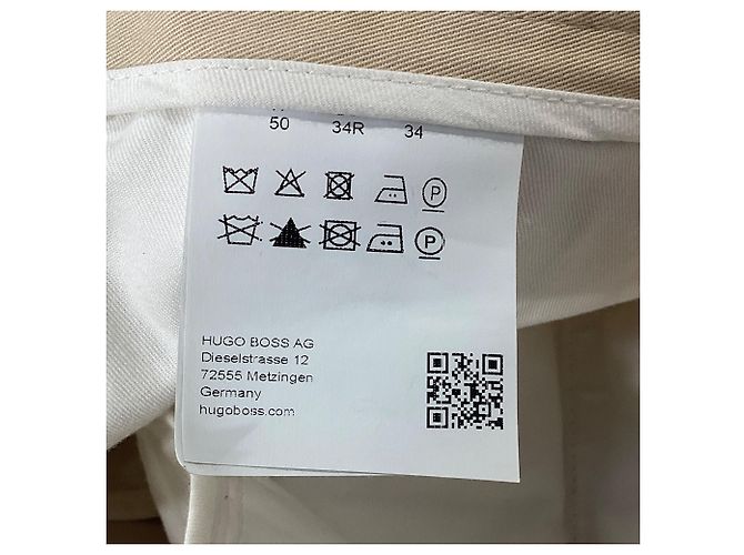 Pantaloni a pieghe pressate Hugo Boss in cotone crema Bianco Crudo - vista 3