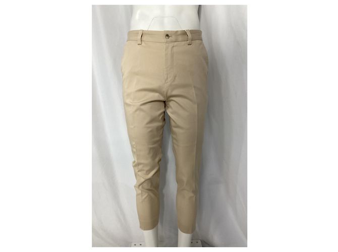 Pantaloni a pieghe pressate Hugo Boss in cotone crema Bianco Crudo - vista 4