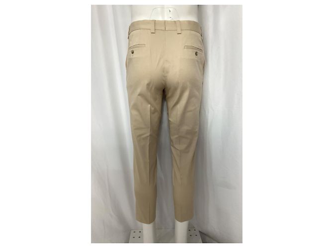 Pantaloni a pieghe pressate Hugo Boss in cotone crema Bianco Crudo - vista 5