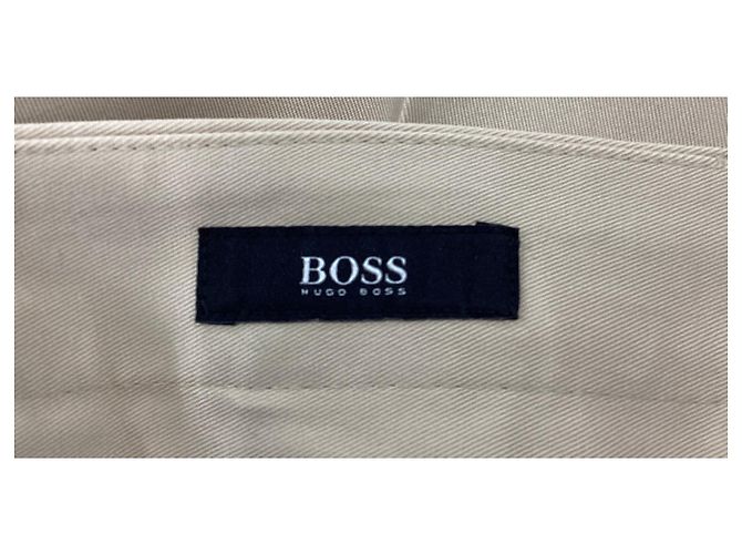 Pantaloni a pieghe pressate Hugo Boss in cotone crema Bianco Crudo - vista 7