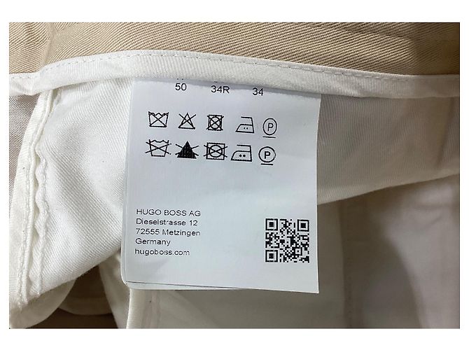 Pantaloni a pieghe pressate Hugo Boss in cotone crema Bianco Crudo - vista 8