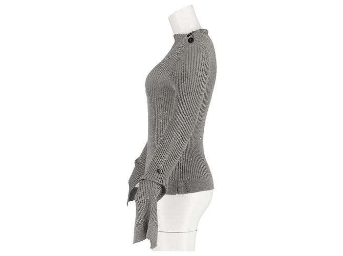 Roland Mouret Rippenstrick Langarmoberteil aus grauem Polyester - Ansicht 3