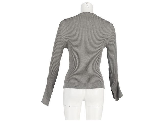 Roland Mouret Rippenstrick Langarmoberteil aus grauem Polyester - Ansicht 4