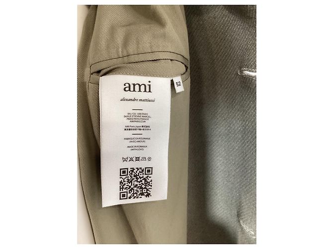 Ami Single-Breasted Coat in Grey Wool - view 10