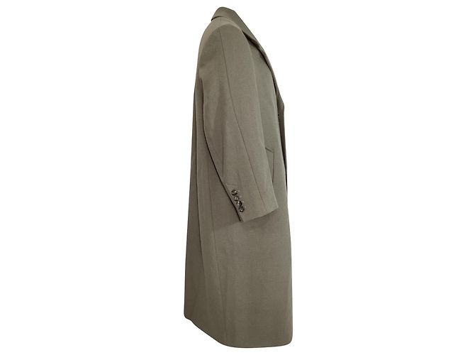 Ami Single-Breasted Coat in Grey Wool - view 2