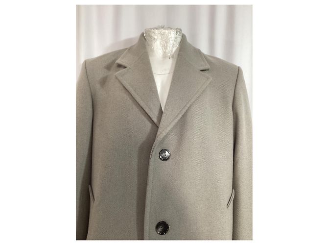 Ami Single-Breasted Coat in Grey Wool - view 6
