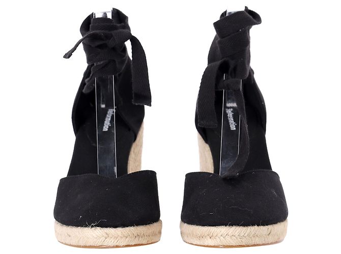 Reformation Camille Wedge con lacci in suede nero - vista 2