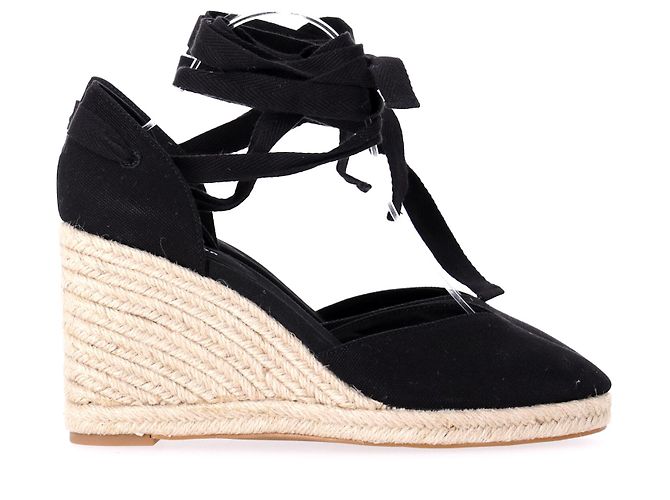 Reformation Camille Wedge con lacci in suede nero - vista 6