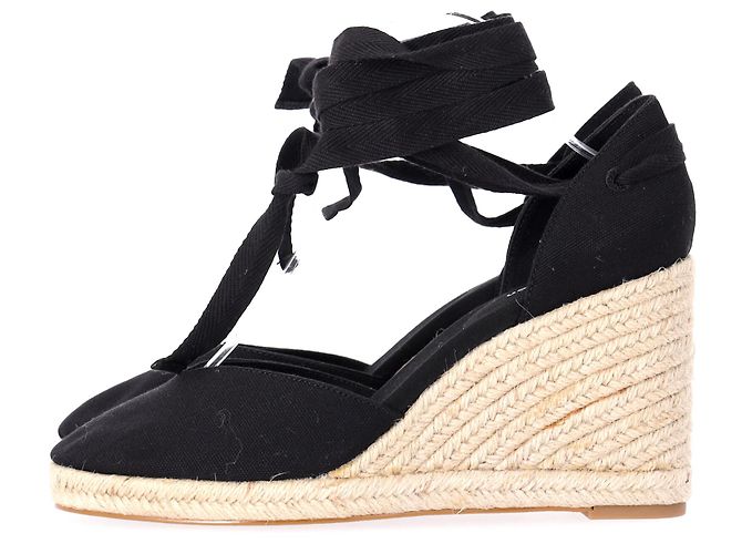 Reformation Camille Wedge con lacci in suede nero - vista 7