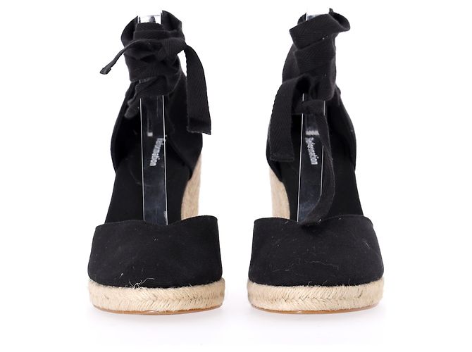 Reformation Camille Wedge con lacci in suede nero - vista 8
