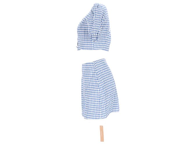 Reformation Set Top e Mini Gonna Ethel Two Piece in Lino Blu Chiaro - vista 10